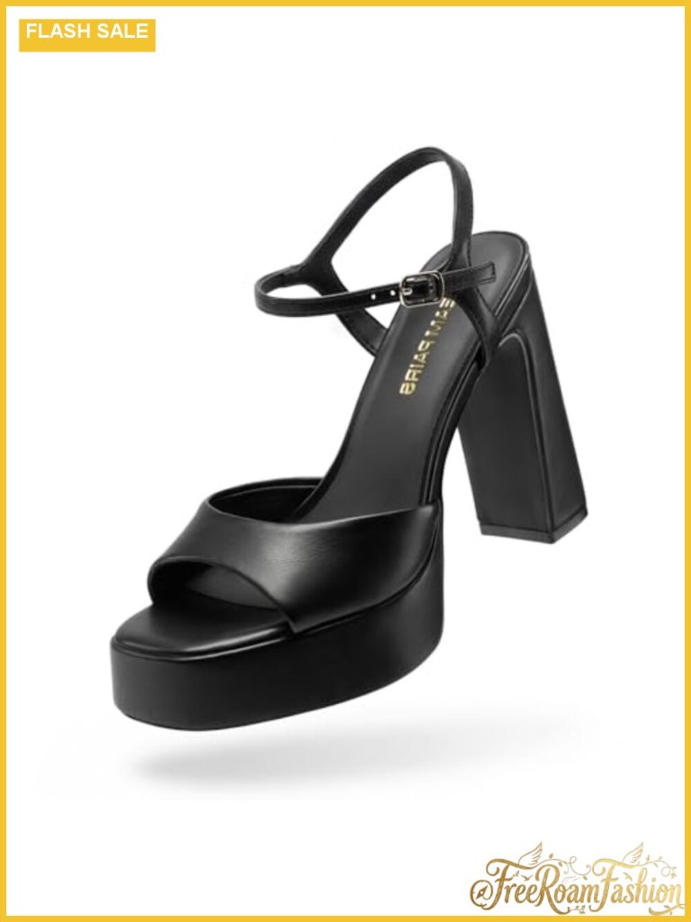 DREAM PAIRS Faux Leather Platform Block Heel Square Toe Sandals